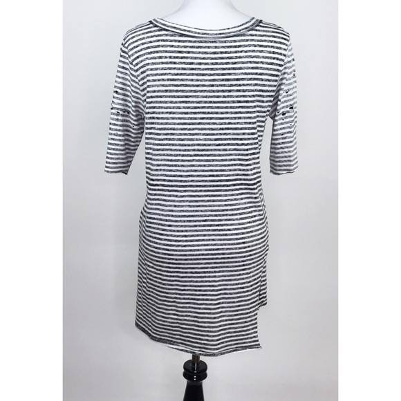 Free People Destroyed T Shirt Sz S Striped - Picture 3 of 8